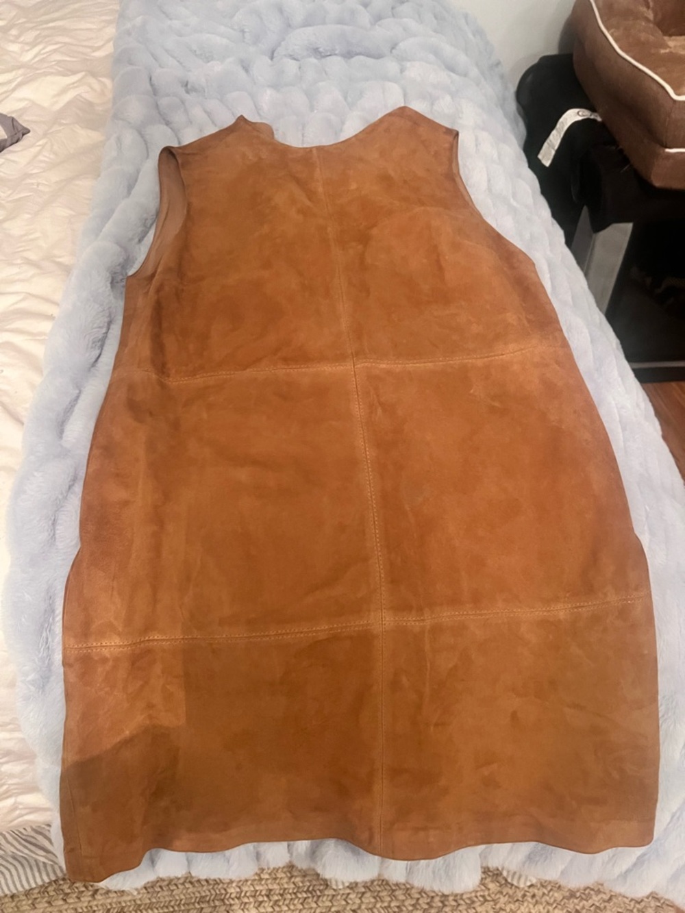 Alice + Olivia Cognac Suede Sleeveless Mini Shift Dress